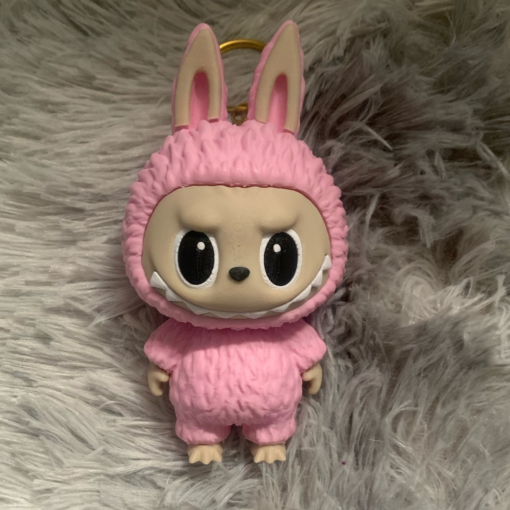 Pink-3D printed Labubu keychain!
